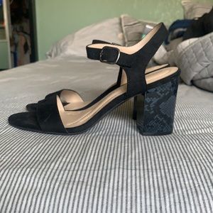 Black snakeskin heels